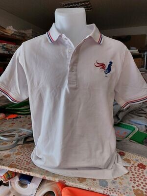POLO  FRANCE  AVEC  COQ  BRODE AUX COULEUR DE FRANCE