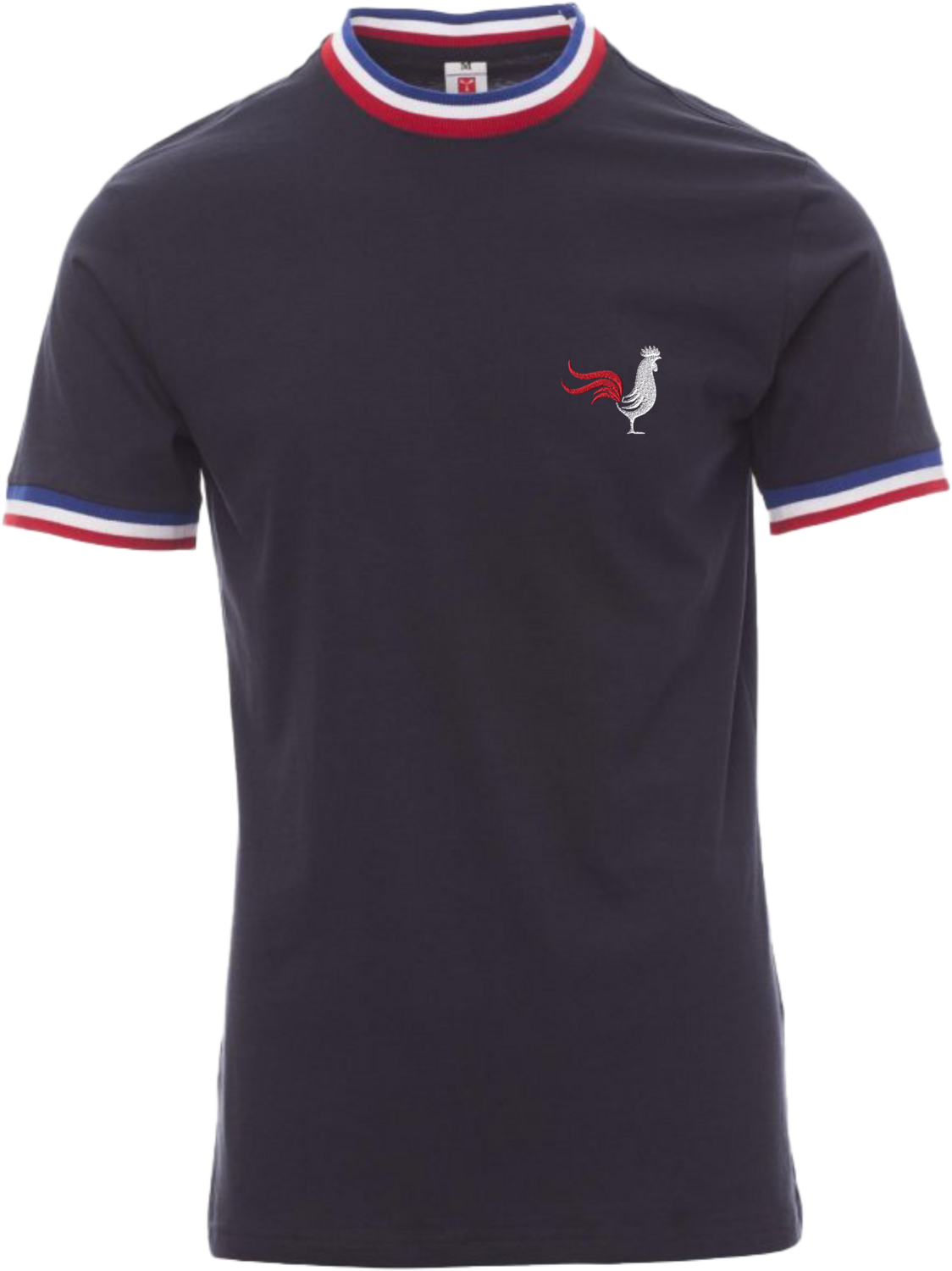 TEE -SHIRT FRANCE  AVEC  COQ  BRODE AUX COULEUR DE FRANCE