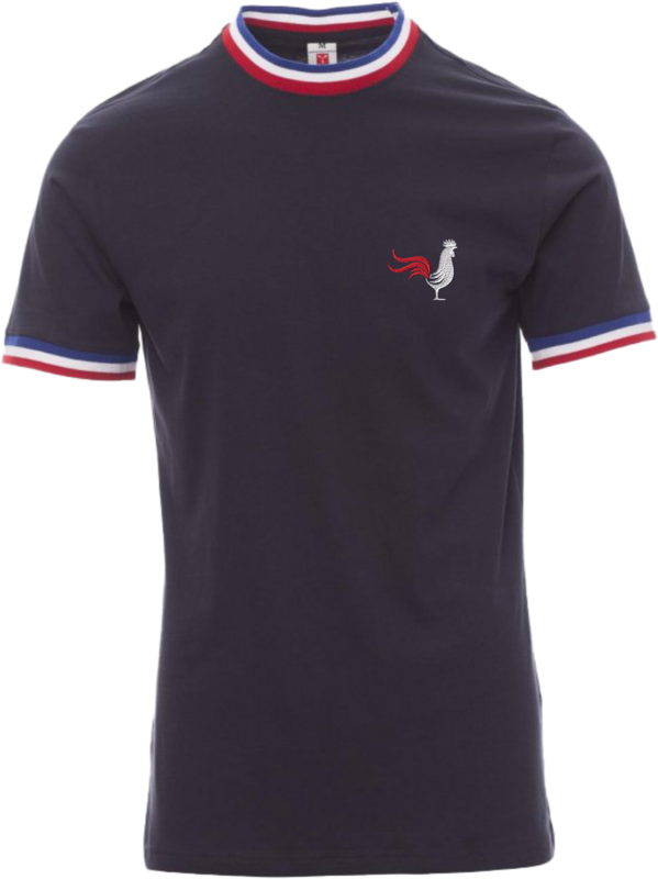 TEE -SHIRT FRANCE  AVEC  COQ  BRODE AUX COULEUR DE FRANCE