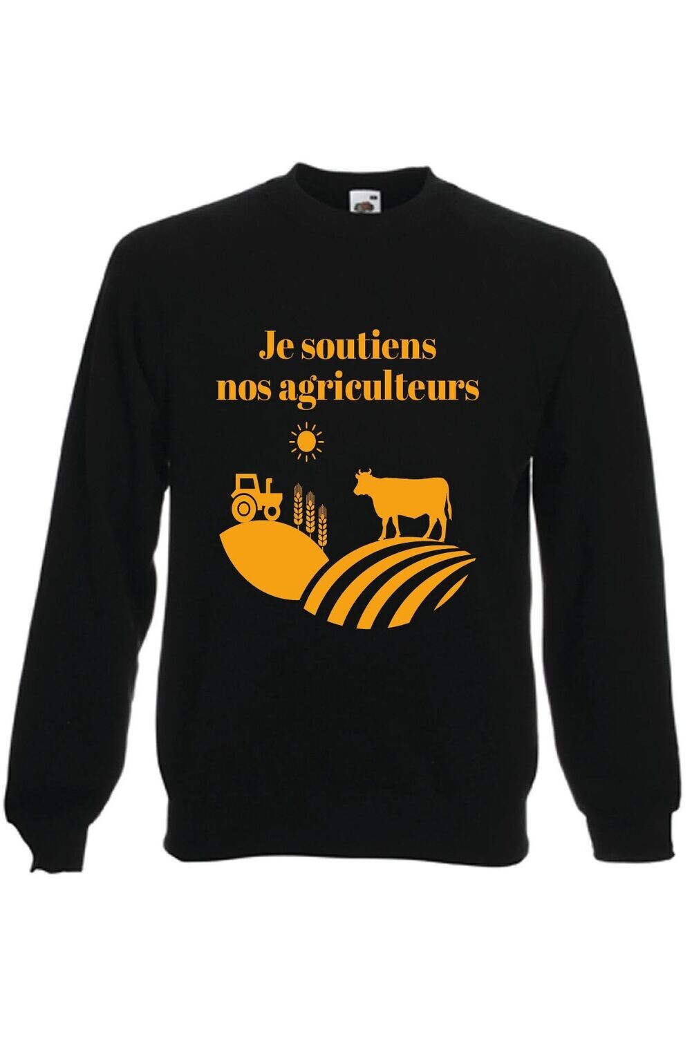 Sweat-shirt manches raglan NOIR Je soutiens nos agriculteurs
