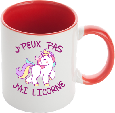 Mug Licorne "J'peux pas, j'ai licorne"
