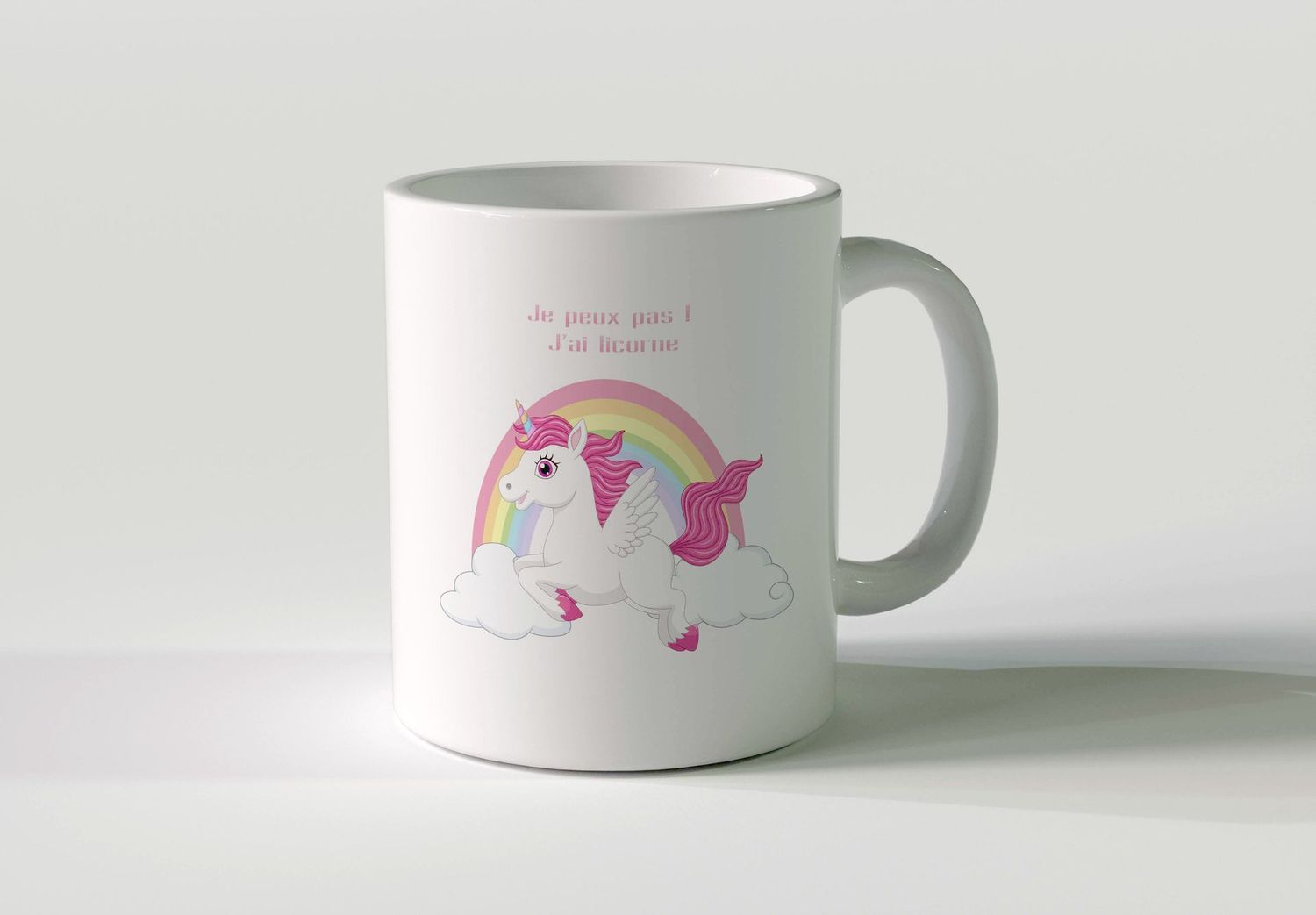 Mug Licorne "J'peux pas, j'ai licorne"