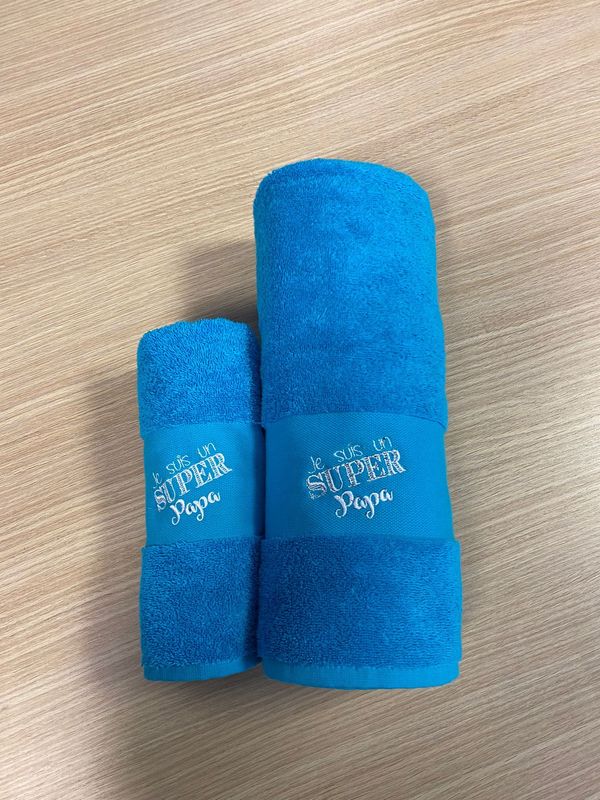 Lot serviette de bain - Je suis un super papa Lot serviette de bain - Je suis un super papa