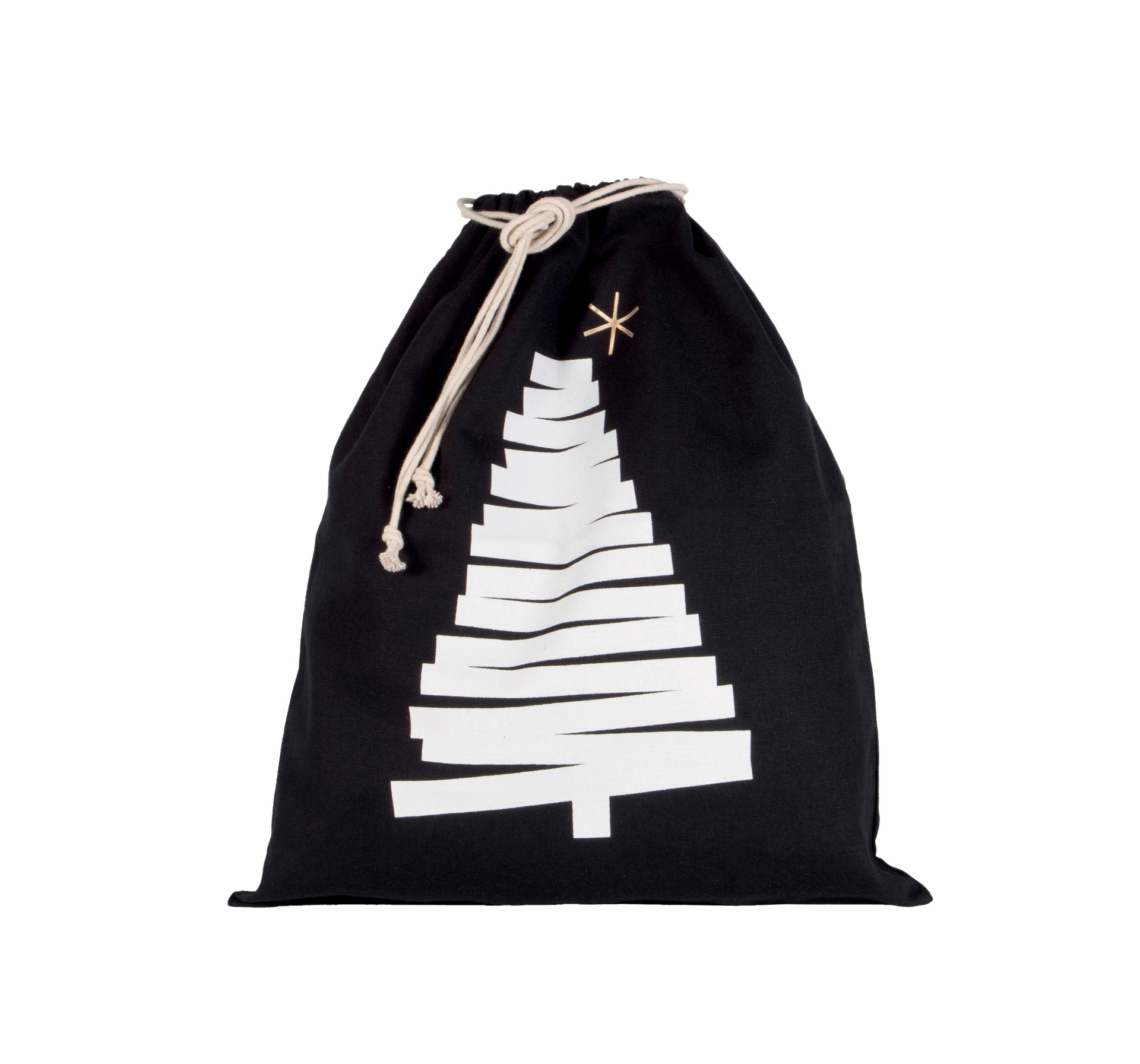 Sac coton à cordon motif sapin