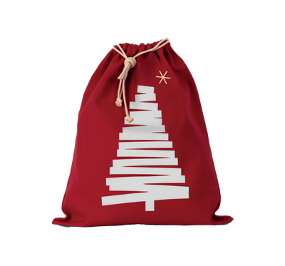 Sac coton à cordon motif sapin