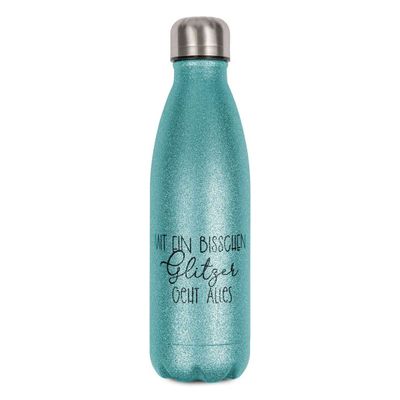 Bouteille isotherme en inox 500 ml avec surface effet SPARK (paillettes) - personnalisable (marquage noir uniquement)