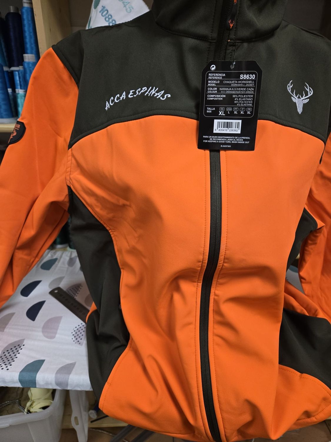 S8630 - Veste SPORT WORKSHELL - ORANGE / VERT CHASSE