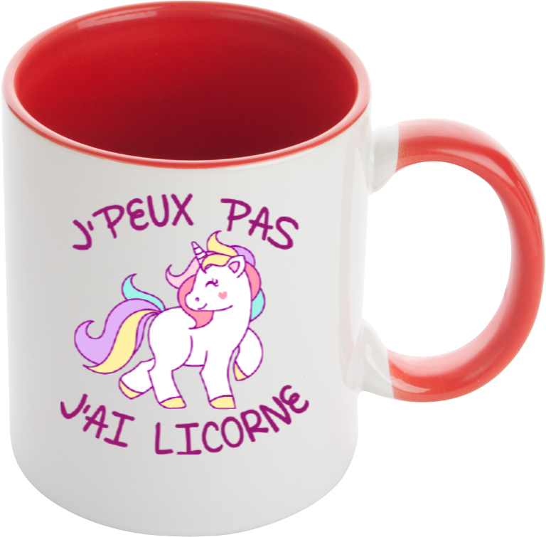 Mug Licorne "J'peux pas, j'ai licorne"