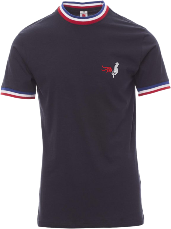 TEE -SHIRT FRANCE  AVEC  COQ  BRODE AUX COULEUR DE FRANCE