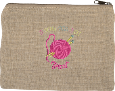 Pochette - Je ne peux pas j'ai tricot Pochette - Je ne peux pas j'ai tricot