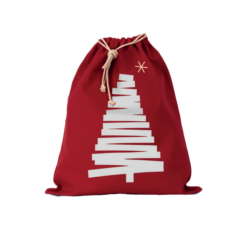 Sac coton à cordon motif sapin