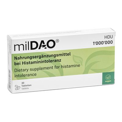 milDAO 30 - augalinė alternatyva histamino netoleravimui