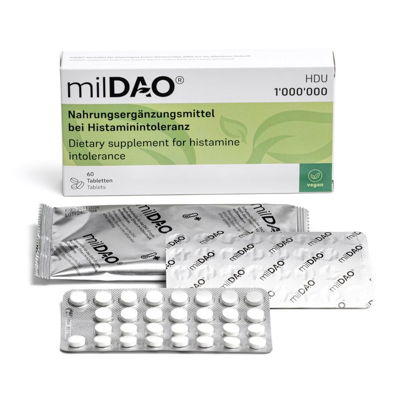 milDAO 30 - augalinė alternatyva histamino netoleravimui