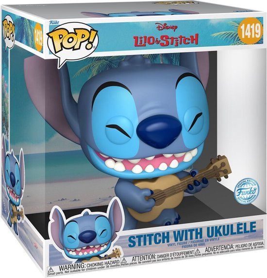 Stitch with ukelele Jumbo Funko Pop - Disney