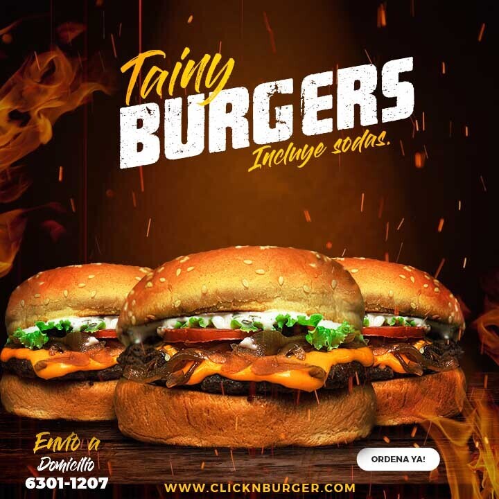 Tainy burgers- Combo de 3 Hamburguesas + soda (econo-combo)