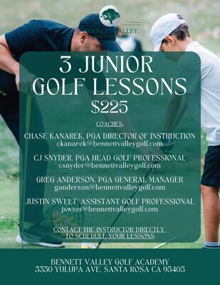 3 Pack Junior Golf Lesson $225 00048