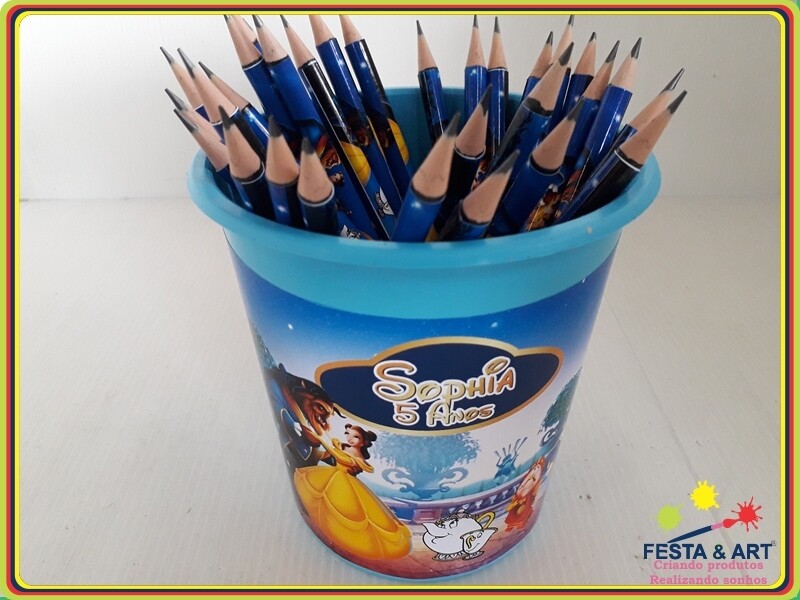 Kit 30 lápis + Baldinho - A Bela e a Fera