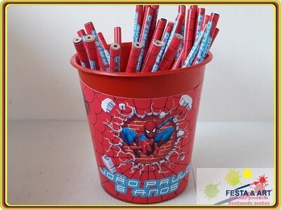 Kit 30 lápis + Baldinho - Homem Aranha