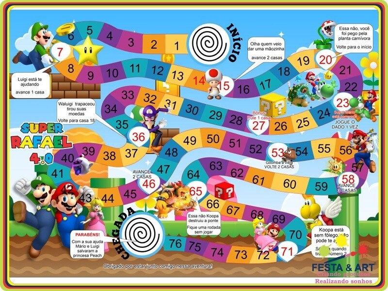 Jogo de Tabuleiro 32x45 cm- Super Mário