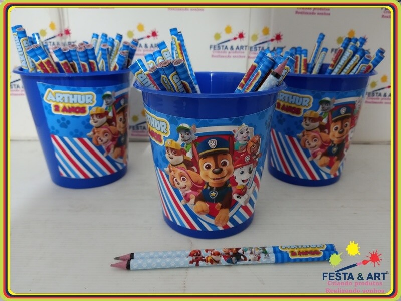 Kit 30 lápis + Baldinho - Patrulha Canina