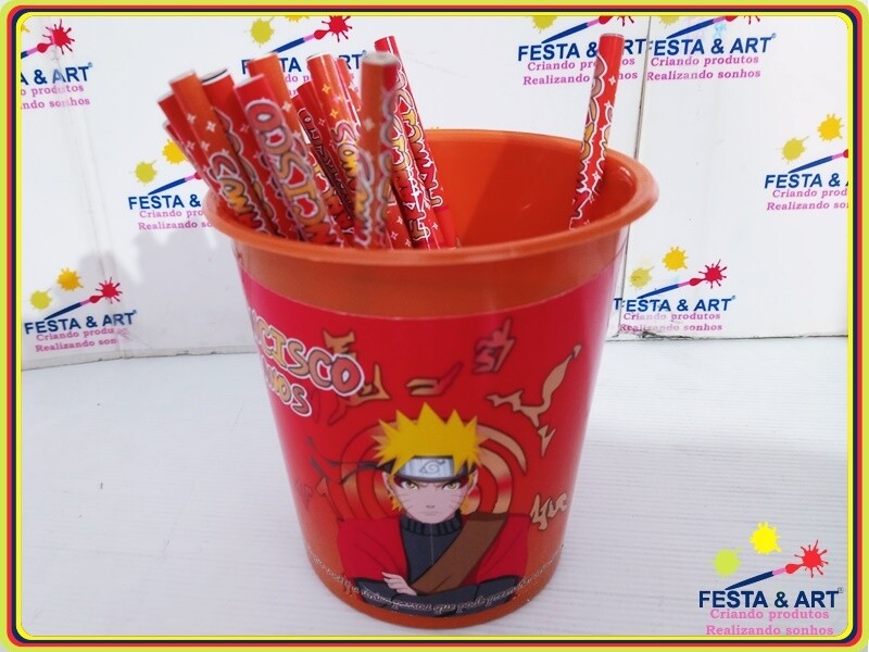 Kit 30 lápis + Baldinho - Naruto
