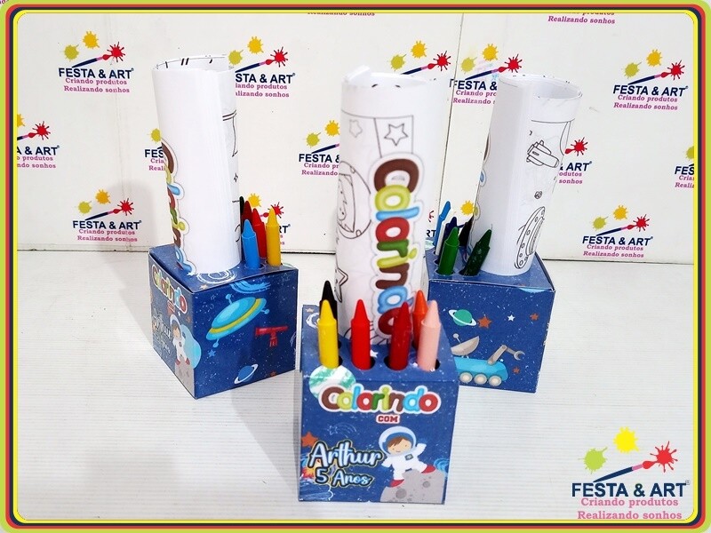 Caixinha para kit colorir cubo -Astronauta