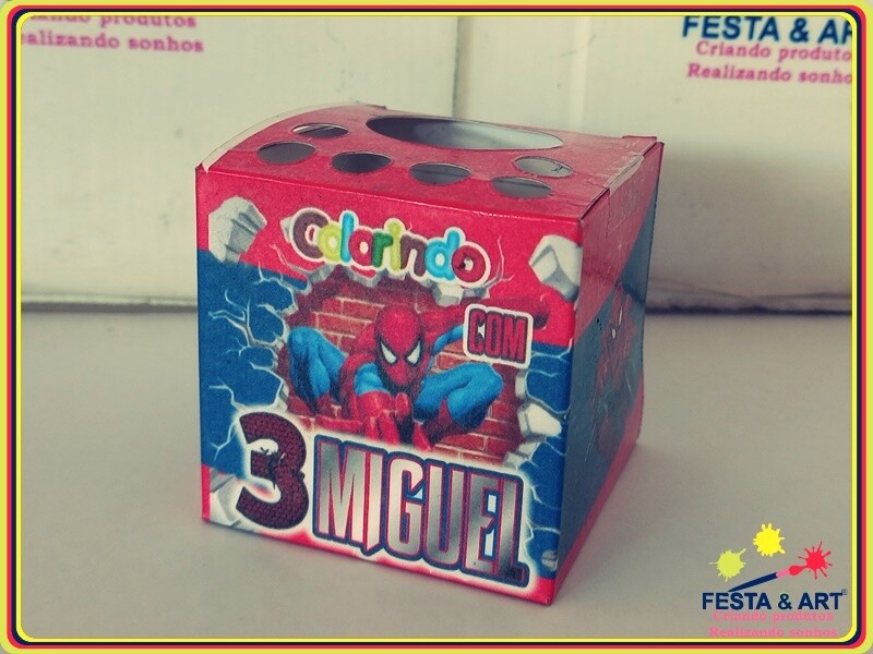 Caixinha para kit colorir cubo - Homem aranha