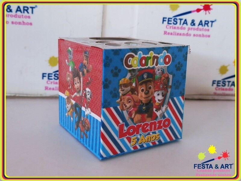 Caixinha para kit colorir cubo  - Patrulha canina