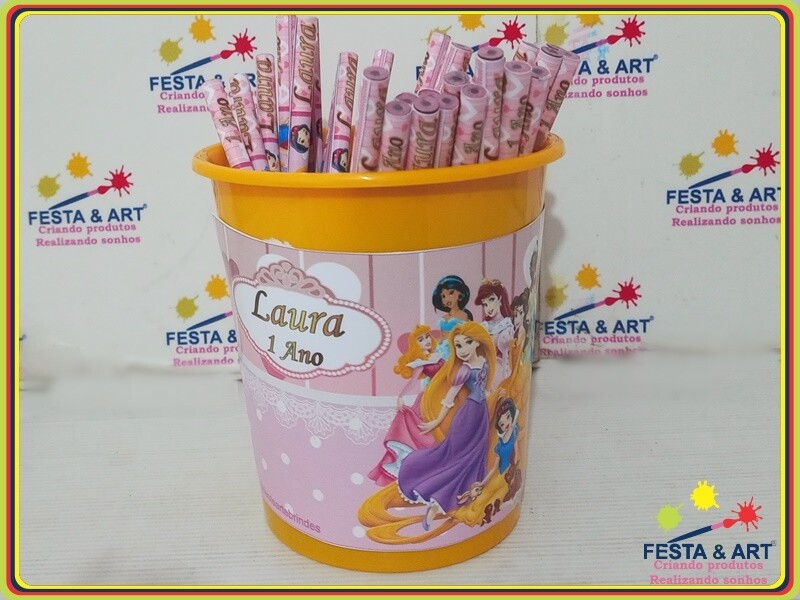 Kit 30 lápis + Baldinho - Princesas