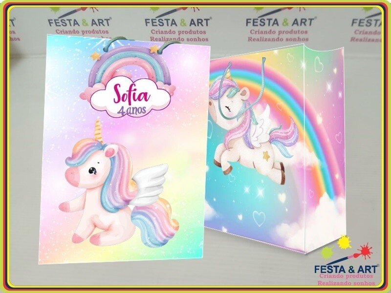 Sacola Personalizada  21 x8x15 cm - Unicórnio