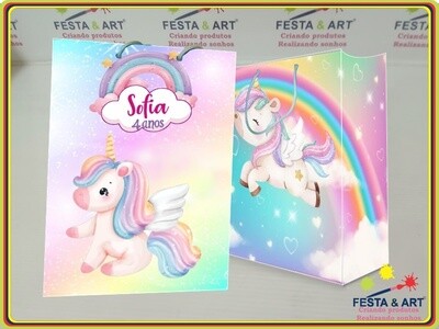 Sacola Personalizada  21 x8x15 cm - Unicórnio