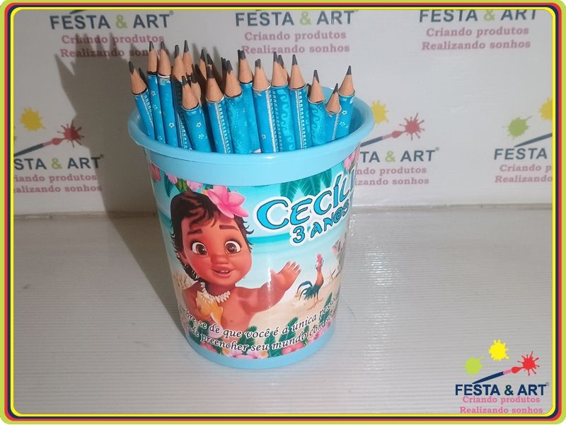 Kit 30 lápis + Baldinho -Moana