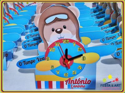 Relógio corte especial - Ursinho aviador