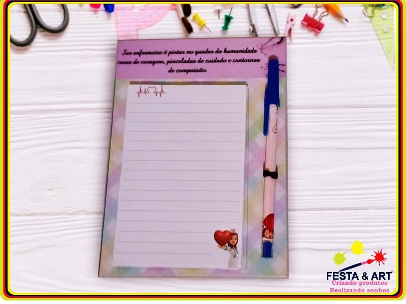 Prancheta com bloquinho 50fl - Enfermagem