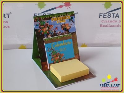 Calendário de mesa com Post It - Minecraft