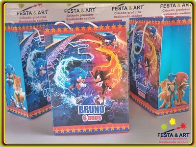 Sacola Personalizada  21 x8x15 cm  - Sonic