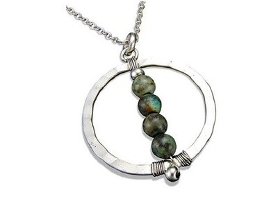 Necklace -  Antiqued Silver Stone Labradorite
