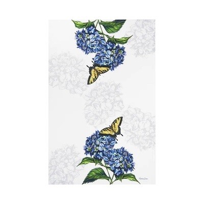 Tea Towel - Butterfly & Blue Flowers