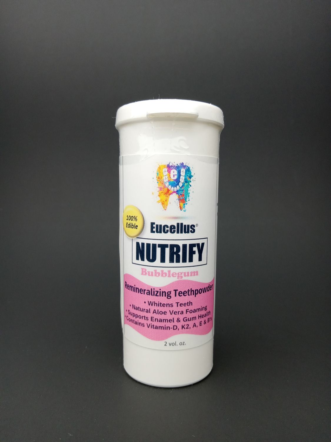 EUCELLUS NUTRIFY Remineralizing Toothpowder 2 oz., Flavor: Bubblegum