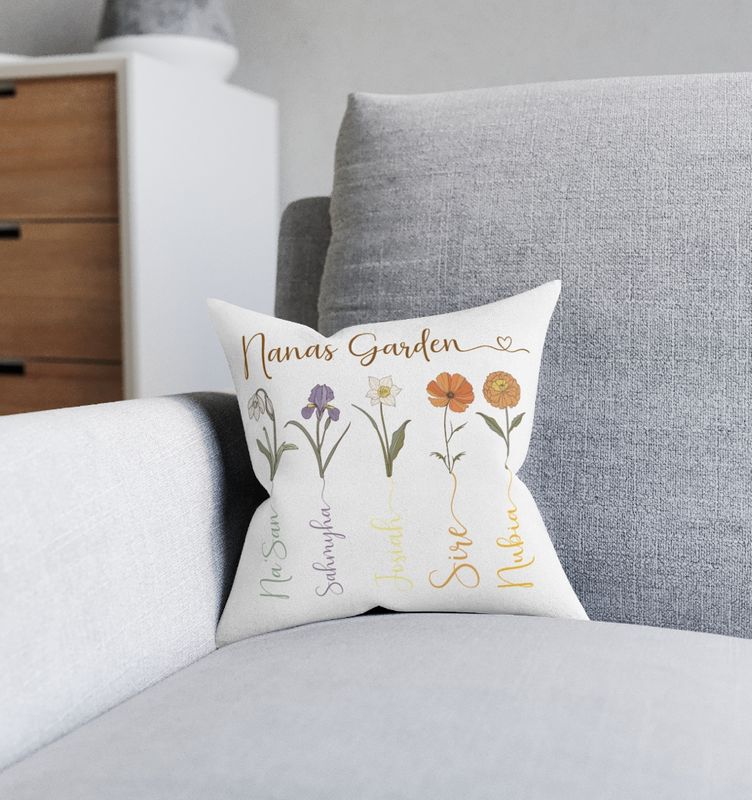 Custom Personalized Birth flower Pillow Case