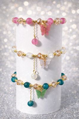 Butterfly Glass Bead Bracelet
