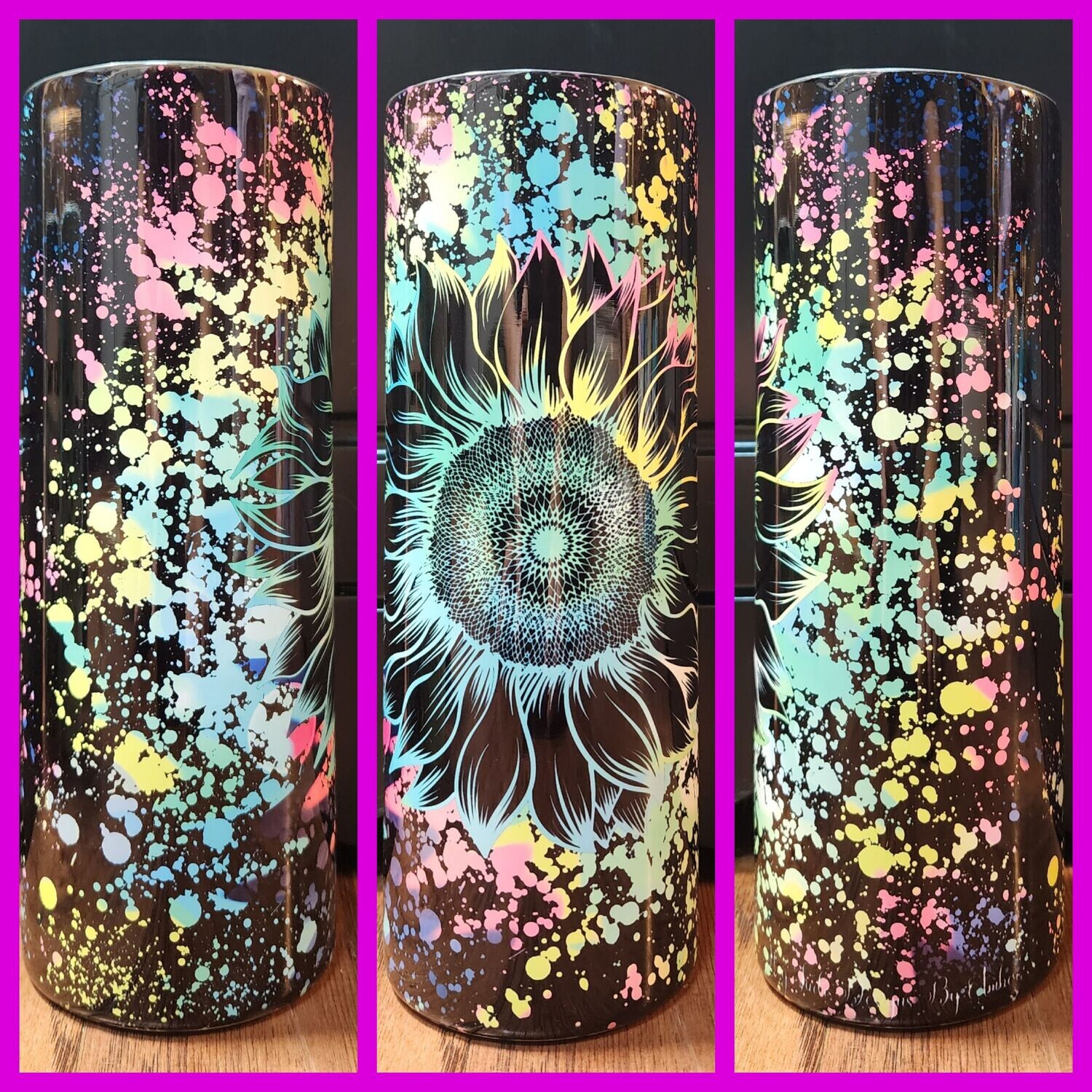 15oz/20oz/30oz Neon Flower Tumbler w/ Straw