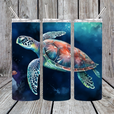 15oz/20oz/30oz Colorful Turtle Tumbler w/ Straw