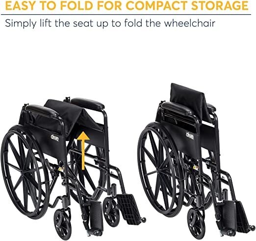 Drive Medical Silver Sport Folding Transport Wheelchair Customer rate ★★★★ 48-Hrs to 7-Days Free Delivery