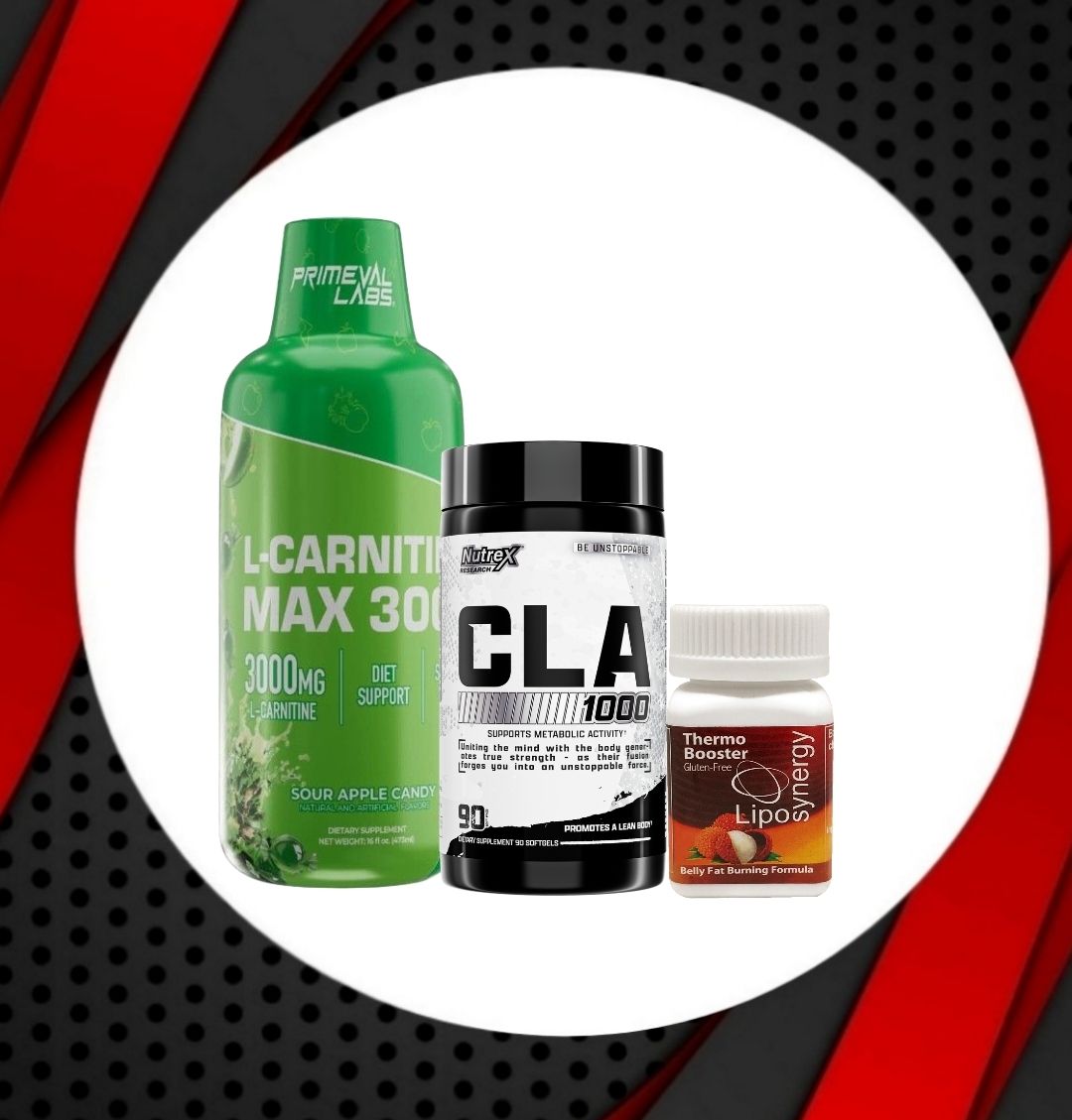 Combo - PLabs L-CARNITINE 3,000 + NUTREX CLA 2,000 + LIPOSYNERGY