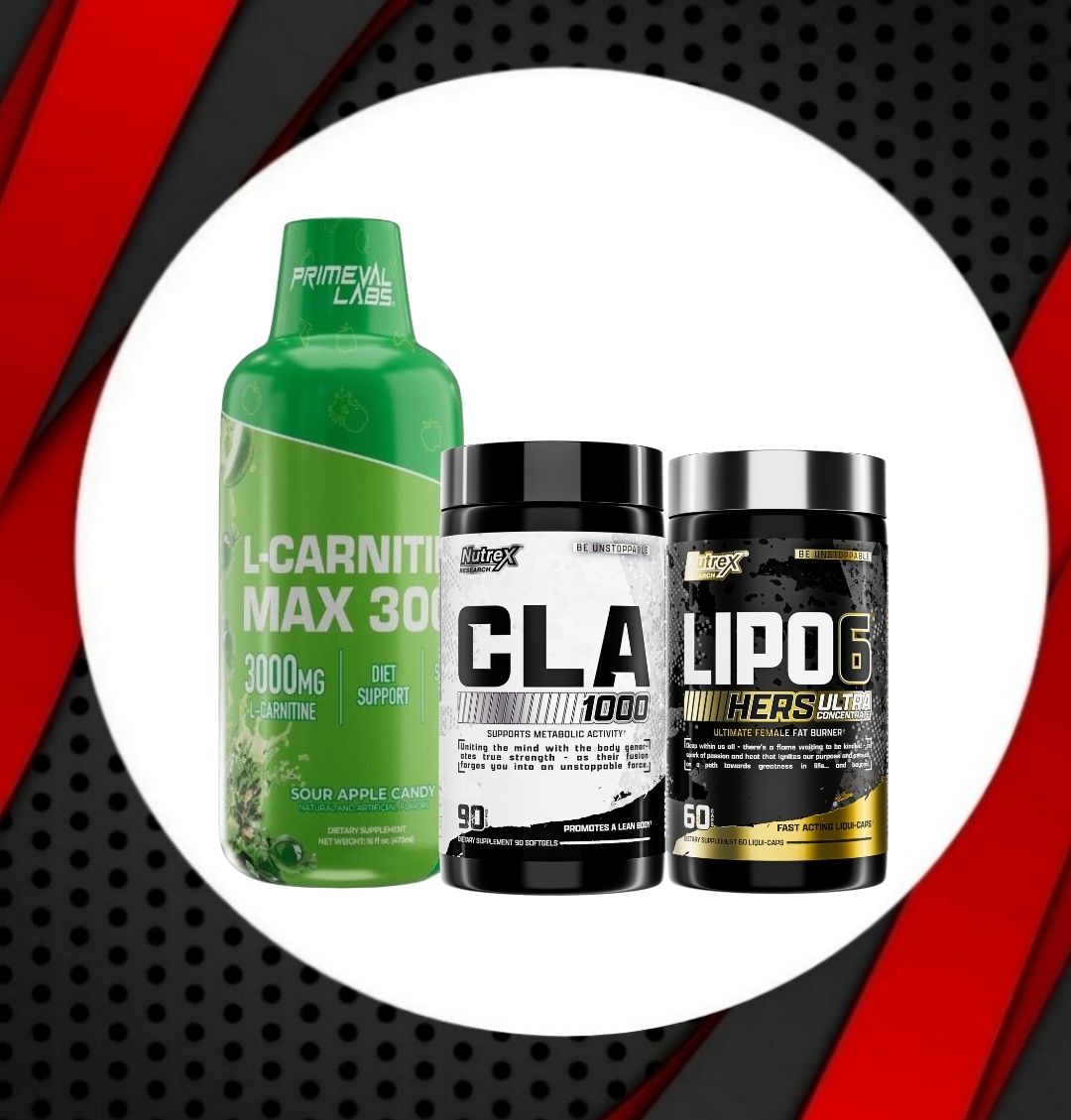 Combo - PLabs L-CARNITINE 3,000 + NUTREX CLA 2,000 + LIPO 6 BLACK UH