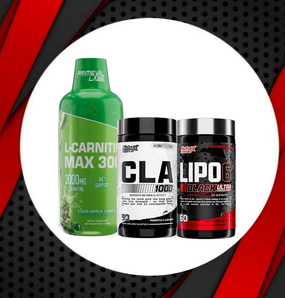 Combo - PLabs L-CARNITINE 3,000 + NUTREX CLA 2,000 + LIPO 6 BLACK UC
