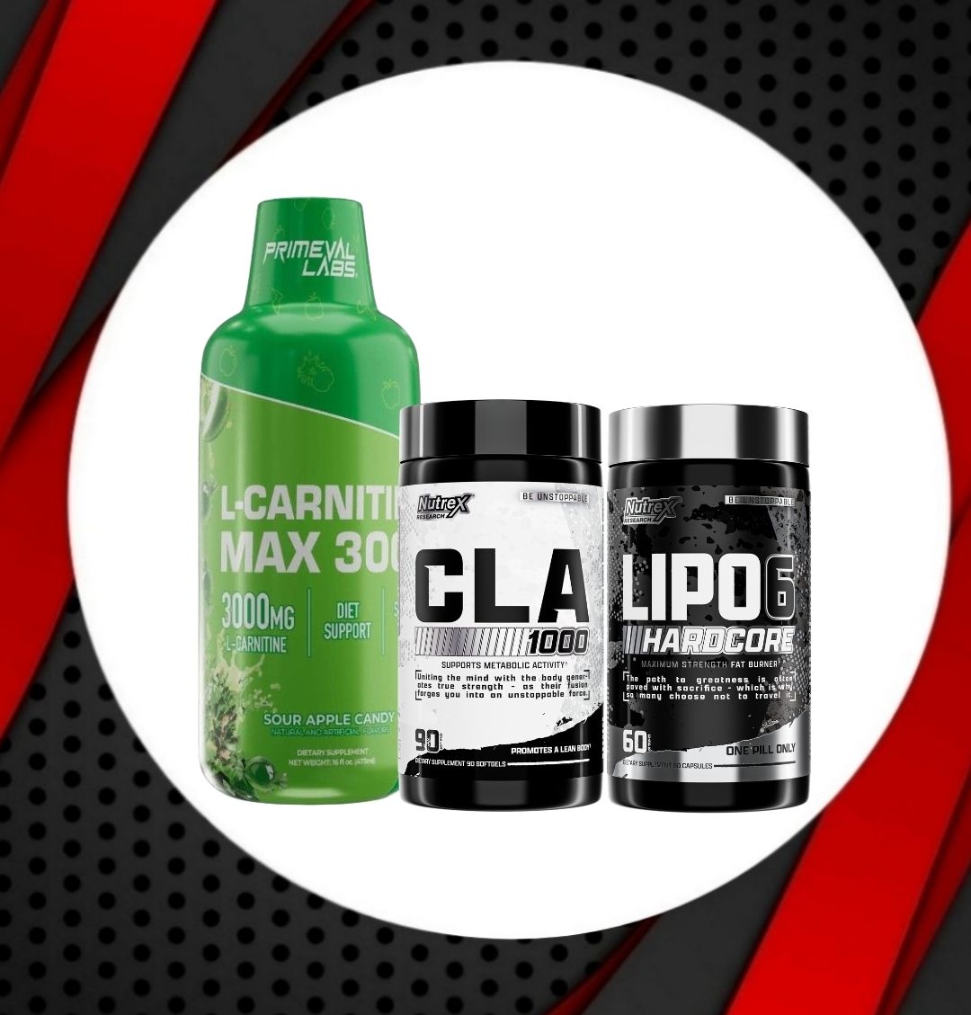 Combo - PLabs L-CARNITINE 3,000 + NUTREX CLA 2,000 + LIPO 6 BLACK HC