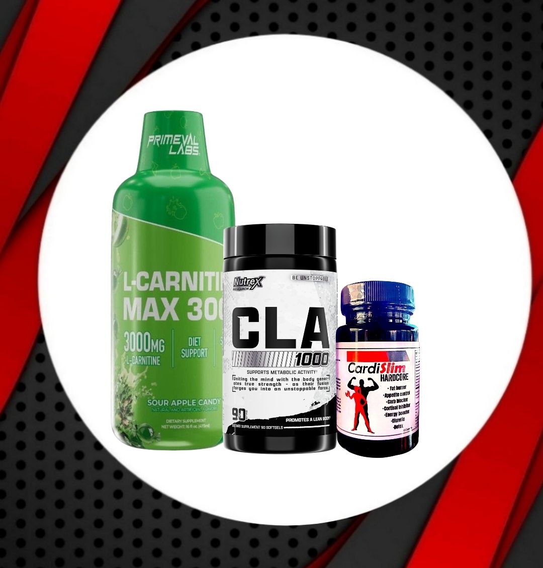 Combo - PLabs L-CARNITINE 3,000 + NUTREX CLA 2,000 + CARDI SLIM HC