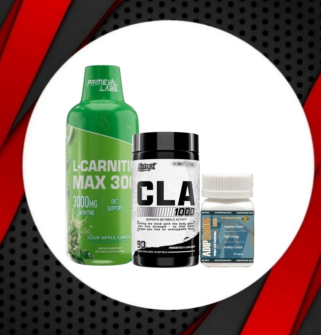 Combo - PLabs L-CARNITINE 3,000 + NUTREX CLA 2,000 + ADIPESSUM MCC
